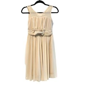 Cinderella Couture Dress Champagne Excellent Bow Illusion Neck Kids Size 12